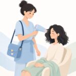 出張カットでドライヤーを使う様子をイメージしたイラスト