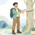 ハンモックをソフトシャックルで吊る様子をイメージしたイラスト