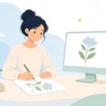 手描きイラストをベクター化する様子をイメージしたイラスト