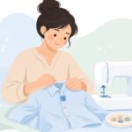 手作り服のボタンホールを作る様子をイメージしたイラスト
