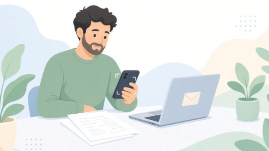 手書きの議事メモをスキャンしてPDFをメールで渡す