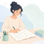手書きの楽譜をパソコンで清書する様子をイメージしたイラスト
