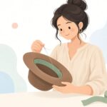 帽子用スベリテープを縫い付ける様子をイメージしたイラスト