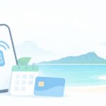 ハワイでギガを気にせず使いたいをイメージしたイラスト