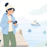 ヘチ釣りのイガイ餌を開く様子をイメージしたイラスト