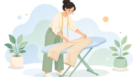 裾の左右の長さを測ってから直線で縫う