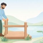 へら釣りの釣台に横木を付ける様子をイメージしたイラスト