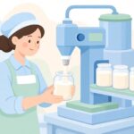 高粘度の液体を充填機で容器に詰める様子をイメージしたイラスト