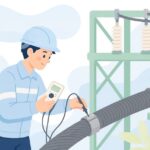 高圧ケーブルの絶縁抵抗を測定する様子をイメージしたイラスト