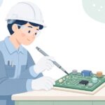 高電圧プローブで回路を測定する様子をイメージしたイラスト