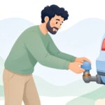 ヒッチボールにグリスキャップをかぶせる様子をイメージしたイラスト
