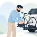 ヒッチキャリアのガタつき防止金具を締める様子をイメージしたイラスト