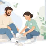訪問介護で介護シューズを履く様子をイメージしたイラスト