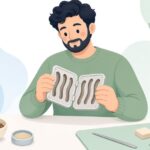 自作ワーム用アルミ金型を使う様子をイメージしたイラスト