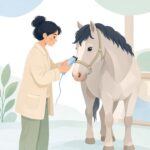 馬の毛をバリカンで刈る様子をイメージしたイラスト