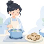 干し牡蠣を料理に使う様子をイメージしたイラスト