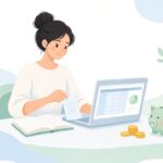 家計簿の表計算化をイメージしたイラスト
