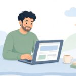 自分のWebサイトを作って公開する様子をイメージしたイラスト