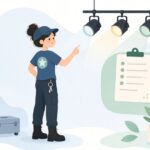 照明器具と仕込み表の照合をイメージしたイラスト