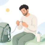 ハイドレーションホースをクイックコネクターでつなぐ様子をイメージしたイラスト