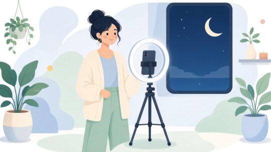 室内の夜は顔の前に光を置いて撮る