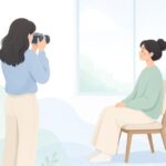 室内人物撮影をイメージしたイラスト