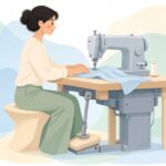 職業用ミシン用膝上げレバーをイメージしたイラスト