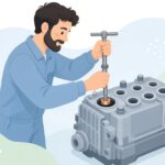 インジェクター銅ワッシャーを抜き取る様子をイメージしたイラスト