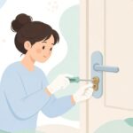 室内ドアのシリンダー錠を交換する様子をイメージしたイラスト