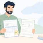 請求書口座と振込先の照合をイメージしたイラスト