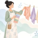色見本と染め布の照合をイメージしたイラスト