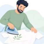 アイロンプリントでTシャツを作る様子をイメージしたイラスト