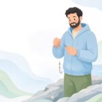 石鯛釣りでハリスワイヤーの仕掛けを準備する様子をイメージしたイラスト
