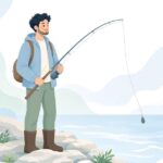 石鯛釣りでスネーク天秤を使った仕掛けをイメージしたイラスト