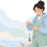 石鯛釣りで天秤パイプを使った仕掛けを作る様子をイメージしたイラスト