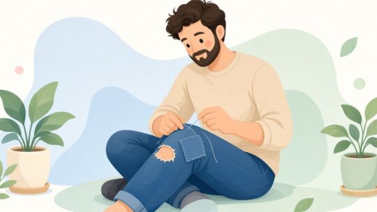 ジーンズの穴を当て布で補修する方法