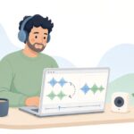 音声をつなげる編集をイメージしたイラスト