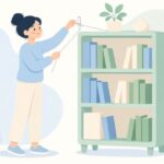 家具をワイヤーで固定して転倒を防ぐ様子をイメージしたイラスト