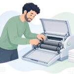 紙折り機の給紙ローラー交換をイメージしたイラスト