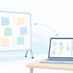 付箋のタスク管理を在宅メンバーと共有したいをイメージしたイラスト