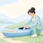 カヤックのコックピットリムに保護テープを巻く様子をイメージしたイラスト