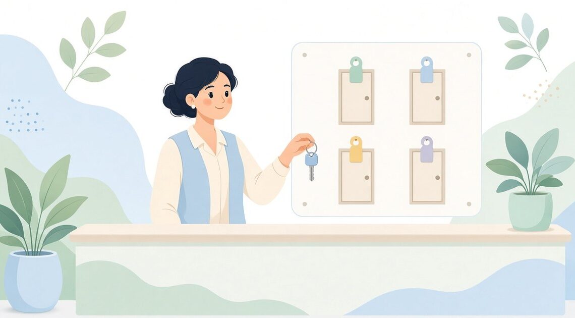 鍵の本数と部屋を照合してから渡す方法