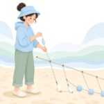キス仕掛けに発泡玉を付ける様子をイメージしたイラスト