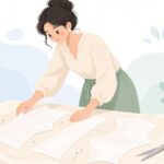 型紙と生地の配置をイメージしたイラスト