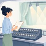 照明キューと進行表の照合をイメージしたイラスト
