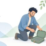 出張解錠作業でロックピックケースを開く鍵屋の様子をイメージしたイラスト