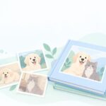 長年一緒に暮らすペットの写真を本にしたいをイメージしたイラスト