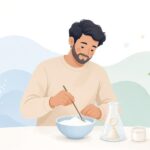 ロストワックス用の埋没材を混ぜる様子をイメージしたイラスト