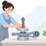 ロアアームブッシュを圧入する様子をイメージしたイラスト