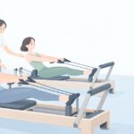 マシンピラティスを少人数で習うをイメージしたイラスト